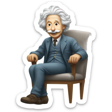 albert einstein super happy listening music while siting on the chair sticker