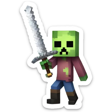 Minecraft zombie with a sword sticker