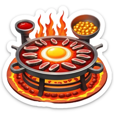 Iron-rich foods (liver, steak, sardines, dark chicken meat, egg yolk) surrounding a glowing forge that transforms them into bright red blood cells. The blood cells carry tiny oxygen molecules throughout a luminous outline of a body, bringing energy to muscles and vital organs. sticker