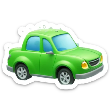 green car on foam and wash sticker