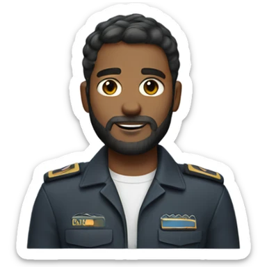 Pilot with short hair and a stable beard sticker