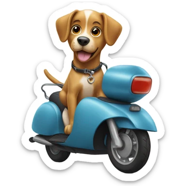 Dog riding moped  sticker