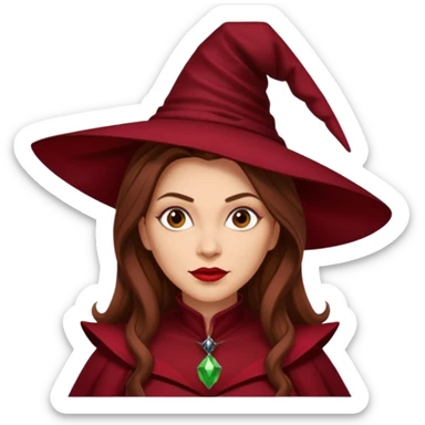 Wicked Witch of the East from The Wizard of Oz with light skin, long brown hair, dark red outfit sticker