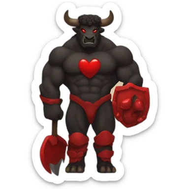 The black and red Minotaur love sticker