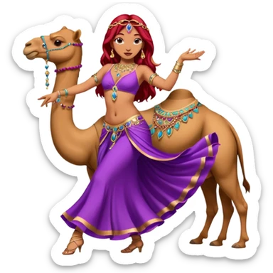 red hair purple dress belly dancer with camel sticker