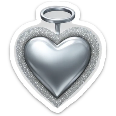 Sparkling Silver chrome heart with  halo sticker