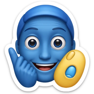 Blue emoji  face  and  finger nail sticker