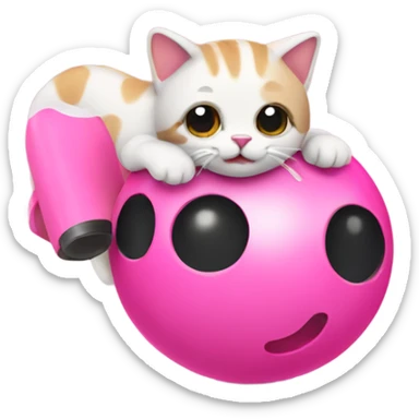 Cat with a pink bowling  sticker