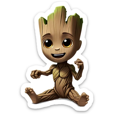 Baby Groot, trying to tickle Gomorrah sticker