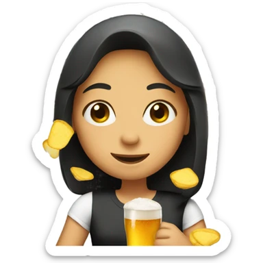 girl with beer and chips sticker