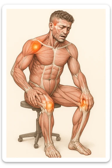 Uomo con dolore per infortunio vista anatomica sticker