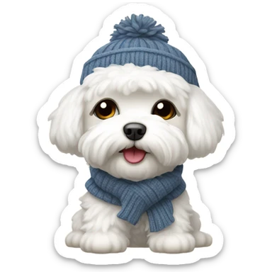 Bichon maltese with a Winter outfit  sticker
