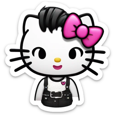 punk style hello kitty winking  sticker