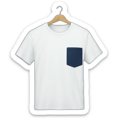 white tshirt with navy letter r on breast pocket sticker