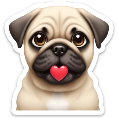 cute kawaii baby dog pug with heart sticker