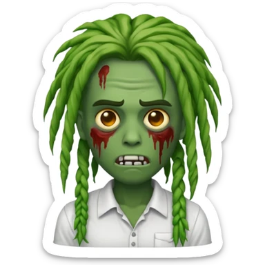 Emoji de zumbi com camisa branca locs no cabelo  sticker