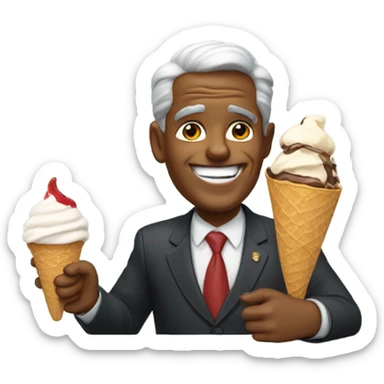 president micael eating ice cream  sticker