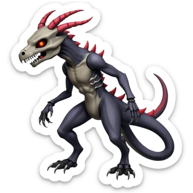 Shiny Horned Futuristic Badass Demonic Spectral Dusky Spooky Skull-faced Cool Hot Stylish Handsome Alien-Salandit-Darkrai-Marowak-Venom-Fakémon-fusion (full body) sticker