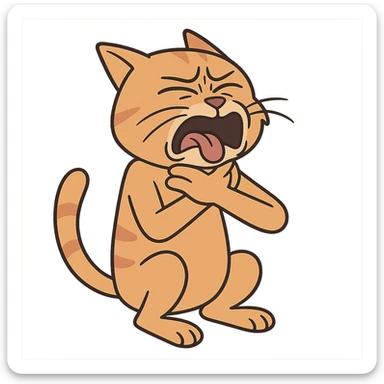 flat toon style cat choking itself sticker
