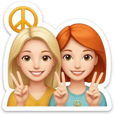 2 women between a peace sign  sticker