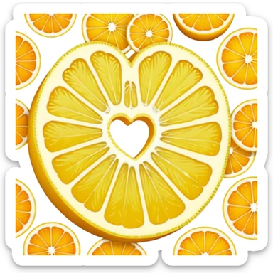 yellow heart with a citrus slice pattern sticker