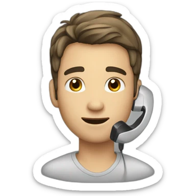 a 21 years old man with low hair and stubble calling on the phone wondered sticker