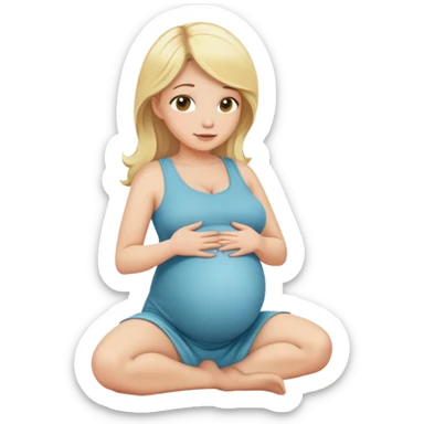 Pregnant blonde kneeling sticker