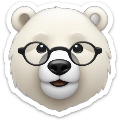 Oso polar con lentes ópticos y barba sticker