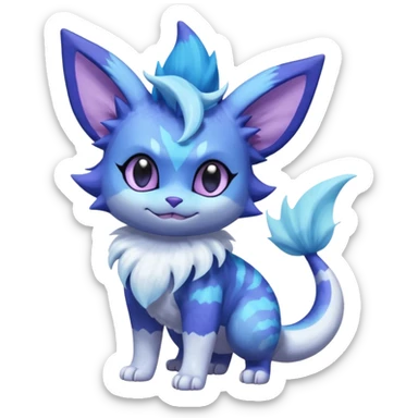 Vaporeon-Purrloin-Meowstic-Fakémon-hybrid-creature (full body)  sticker