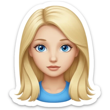Fille jolie aux cheveux longs blonds, long cils  et yeux bleus.  sticker