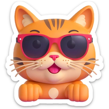cool cat with oversized sunglasses, winking sticker