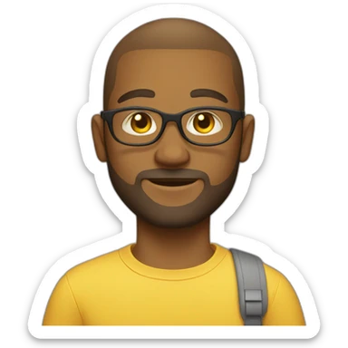 Young white Man, very very slight beard, sun yellow, clothes, clear glasses  sticker