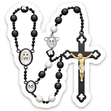 Gothic white rosary with  of beads sticker