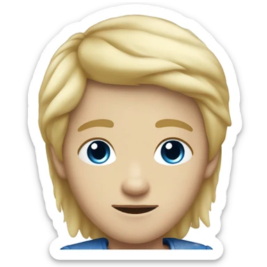 young boy with blonde hair and blue eyes full view no shirton sticker