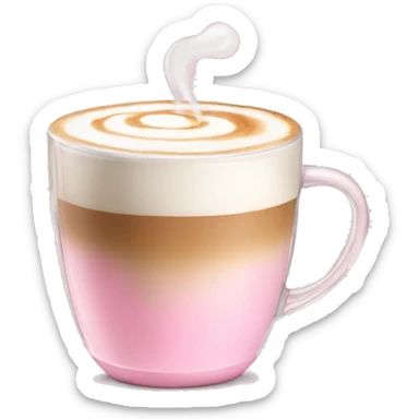 Latte coffee with the pastel pink glass  sticker