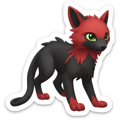 Cute cool black red animal hybrid Fakemon full body sticker
