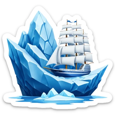A ship moving past an iceberg sticker