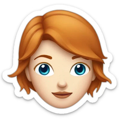 Femme rousse avec chat blanc aux yeux bleu sticker