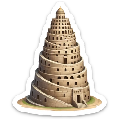 Tower of Babel, spiraling ancient tower reaching to the sky sticker