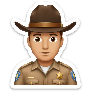 Cop wearing cowboy hat sticker
