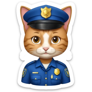 cat police officer sticker