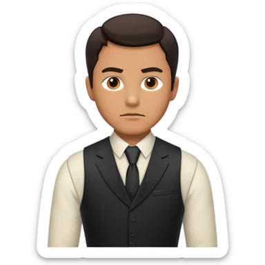 Adult man, wearing a formal vest, serious look
 sticker