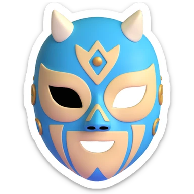 dark green, cream, and Carolina blue luchador mask sticker