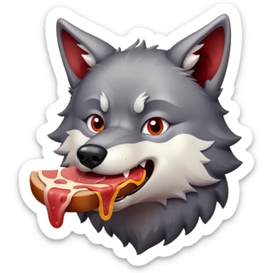 Wolf eating bologna sticker