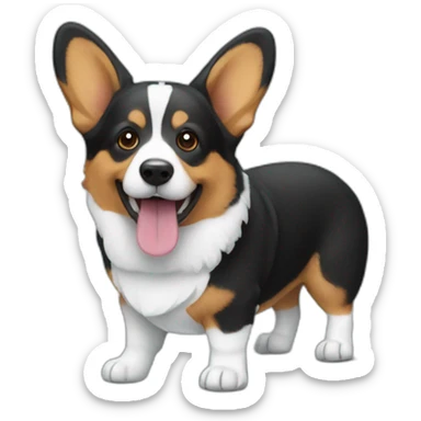 Corgi negro con un pez sticker