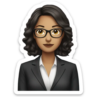 sophisticated brunette woman with glasses wearing a suit sticker