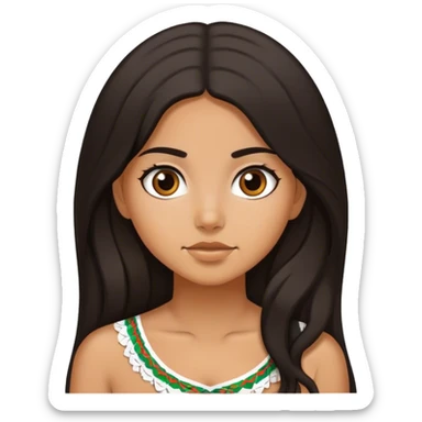  White but tan Mexican girl with brown black ish hair with long hair sticker