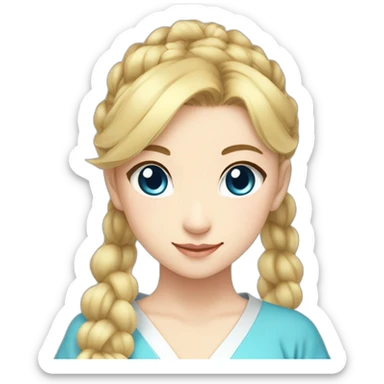 Japanese anime-inspired young girl with radiant golden blonde hair tied in a ponytail and mesmerizing azure eyes sticker