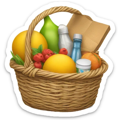 Basket with goods sticker