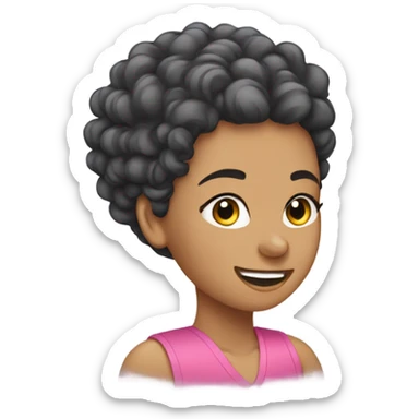 A girl with curly hair shaving her head sticker